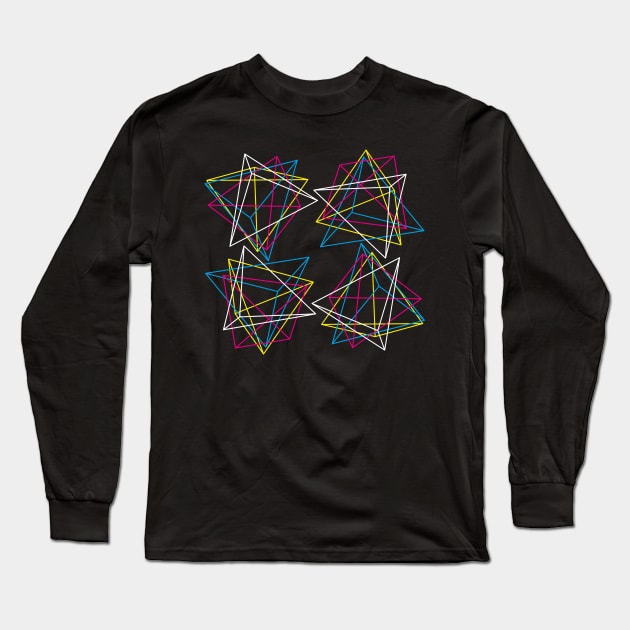 Tetrahedron CMYK colors II (Dark) Long Sleeve T-Shirt by TONYSTUFF